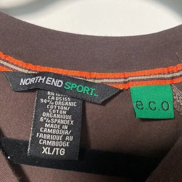 NORTH END SPORT Long Sleeve Organic Cotton Athletic Top - Brown XL - Picture 3 of 5